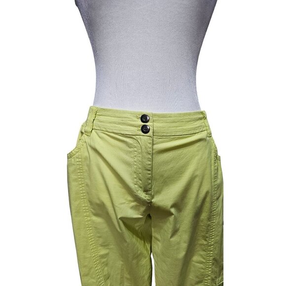 Chico lime green linen military style jacket and cotton capri cargo pants size 0 - Picture 7 of 15